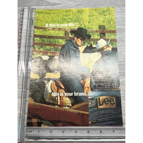 Lee Riders Denim Western Apparel Vintage Print Ad 1970s Jack Roddy Rodeo - Picture 2 of 6